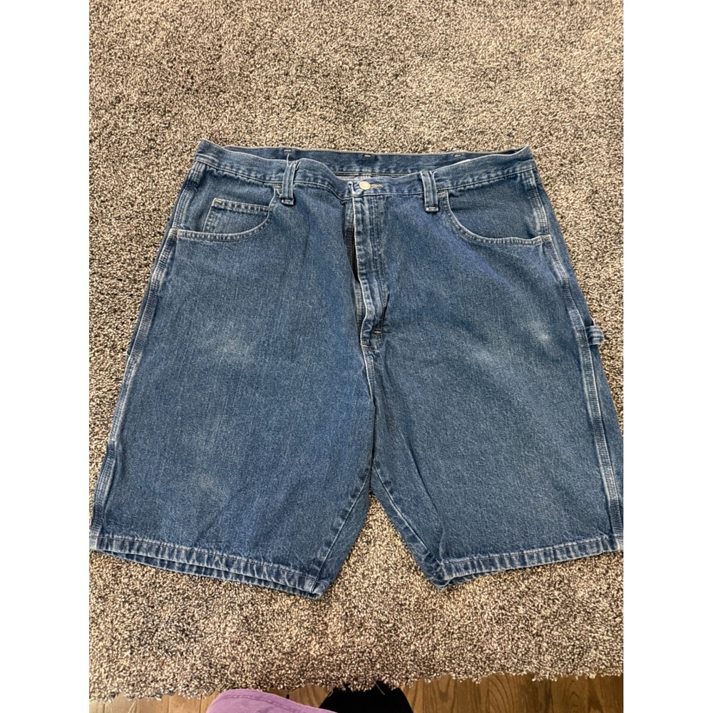 Wrangler Carpenter Shorts Mens 40 Blue Denim Hammer Loop Utility 64WC2ZD